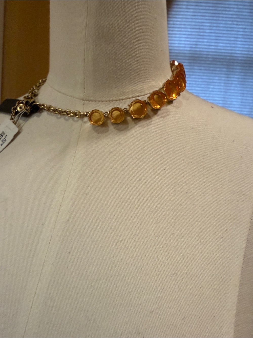 J. Crew Factory Gold-Tone Amber Bezel Crystal Necklace - Picture 4 of 5